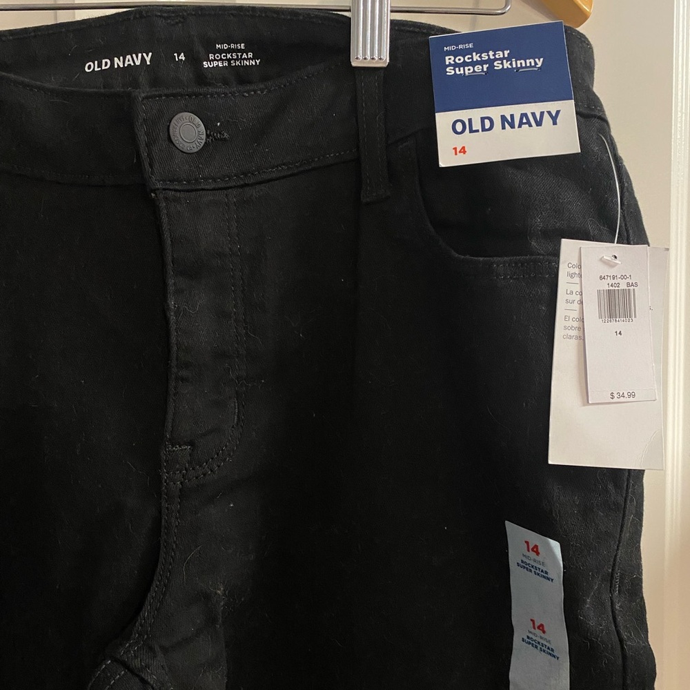 NWT Old Navy Mid-Rise Rockstar Super Skinny Black Jeans